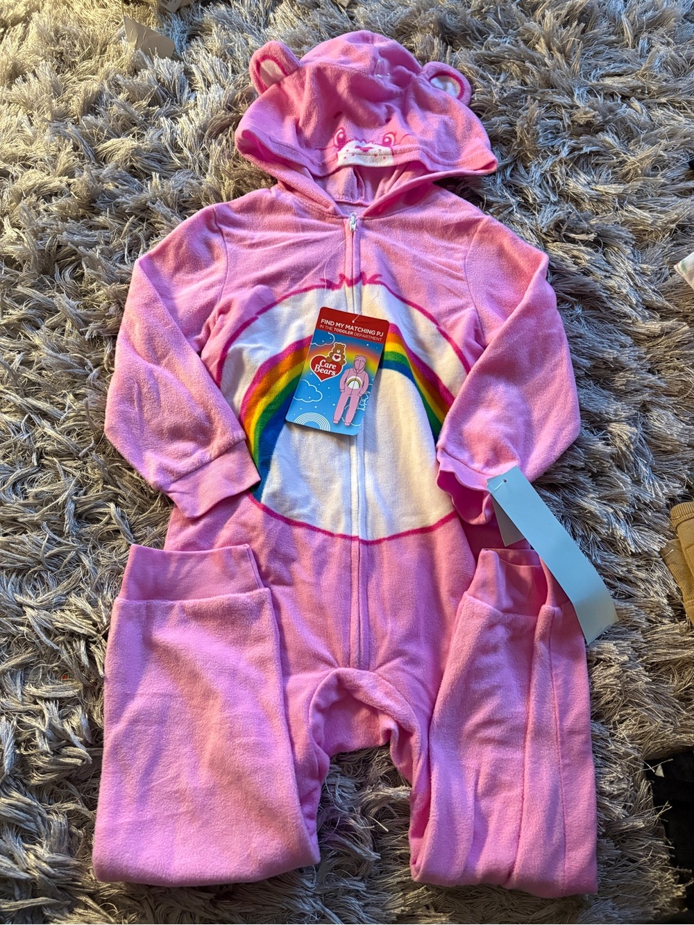 Care Bears Pink Hooded Rainbow One-Piece 4/5